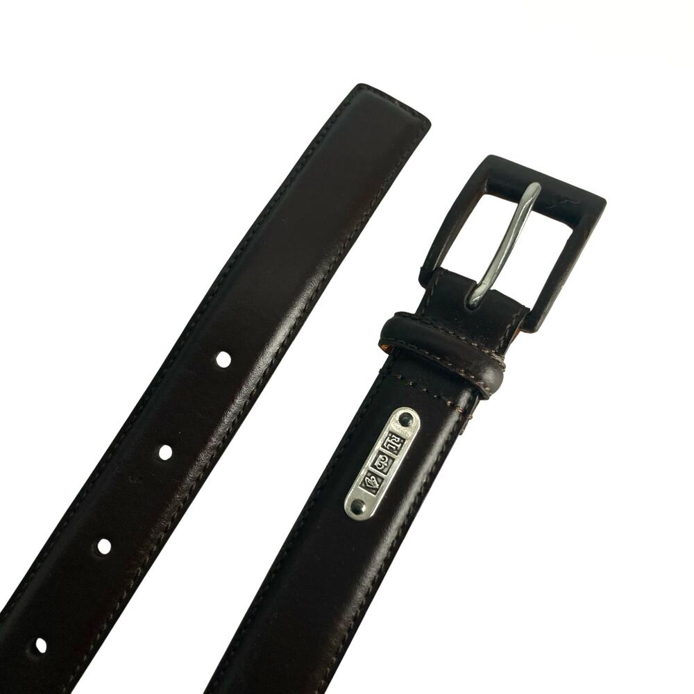 Ralph Lauren Dark Brown Leather Belt with Silver Buckle